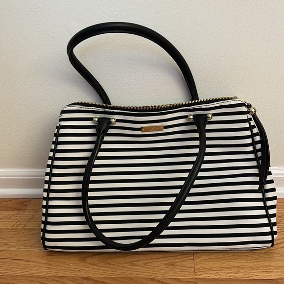 Kate Spade black white striped medium tote - like new - Picture 9 of 9